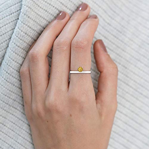 Anillo de compromiso vintage de citrino AA, certificado SGL Solitario, anillo de boda con piedra natal de noviembre, anillo de compromiso para mujeres, 10K Oro blanco, Size:EU 61