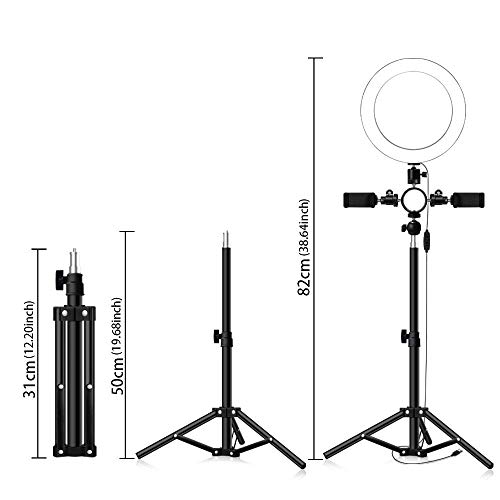 Anillo de luz de 6"con Soporte para trípode y Soporte para Clip de teléfono para cámara de Escritorio de Video de Youtube Luz de Anillo led para transmisión de Maquillaje para Belleza Blog