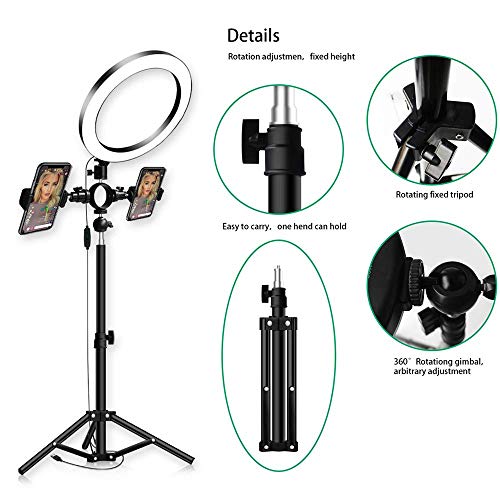 Anillo de luz de 6"con Soporte para trípode y Soporte para Clip de teléfono para cámara de Escritorio de Video de Youtube Luz de Anillo led para transmisión de Maquillaje para Belleza Blog
