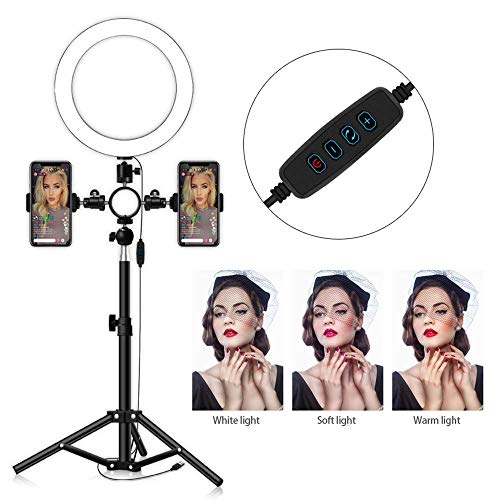 Anillo de luz de 6"con Soporte para trípode y Soporte para Clip de teléfono para cámara de Escritorio de Video de Youtube Luz de Anillo led para transmisión de Maquillaje para Belleza Blog