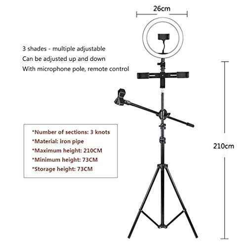 Anillo de luz LED regulable de 10 pulgadas con soporte de trípode 3 Modo de luz USB Belleza Luz suave Belleza Blog Clip de teléfono móvil Autodisparador compuesto Video de YouTube