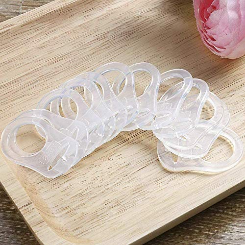 Anillo De Mam Botón De Silicona,10 Pack Transparente Adaptadores Anillo de Soporte de Silicona Anillo Chupete Bebé Clips para Chupete Simulado Mam NUK Estilo Botón