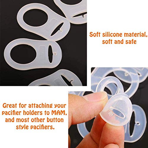 Anillo De Mam Botón De Silicona,10 Pack Transparente Adaptadores Anillo de Soporte de Silicona Anillo Chupete Bebé Clips para Chupete Simulado Mam NUK Estilo Botón