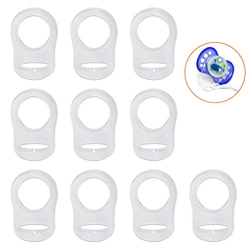 Anillo De Mam Botón De Silicona,10 Pack Transparente Adaptadores Anillo de Soporte de Silicona Anillo Chupete Bebé Clips para Chupete Simulado Mam NUK Estilo Botón