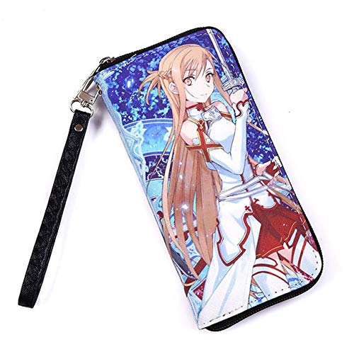 Anime Monedero con Cremallera Larga Cartera de Cuero Colorida con Monedero para Bolsa de Dinero de Regalo Sword Art Online