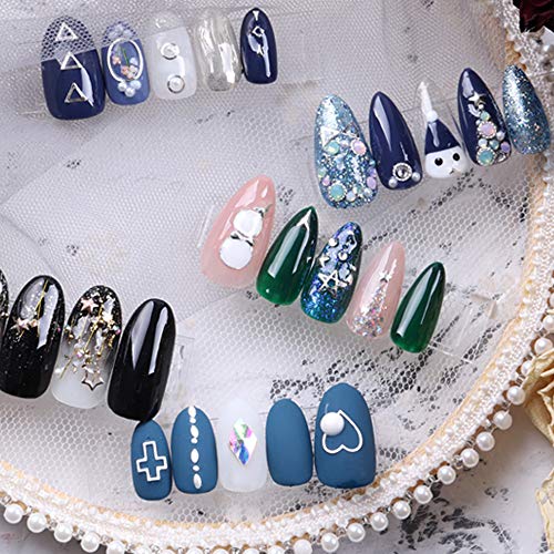Anjing 180 cápsulas de metal remache Nail Art Metal Patch Millet Grain Triangle Nail Decoraciones 3D Remaches de uñas