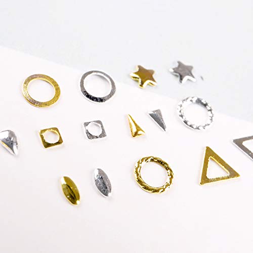 Anjing 180 cápsulas de metal remache Nail Art Metal Patch Millet Grain Triangle Nail Decoraciones 3D Remaches de uñas