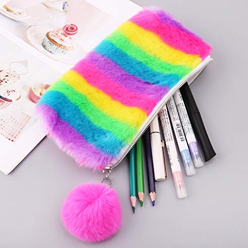 Anjuley - Bonita Bola de Pelo, Mujer, niña, Suministros Escolares, Falsos Conejos, Bola de Piel, Maquillaje, para Almacenamiento, pompón cosmético