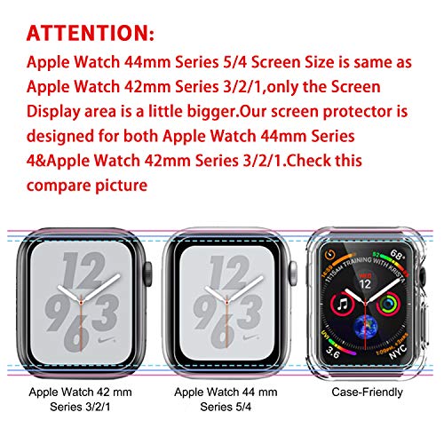 Anoke Protector Pantalla Apple Watch 42mm / 44mm [8 Piezas], Piel líquida HD Film Transparente para iWatch (Series 5/4 Series 3/2/1) Liquid Skin [Sin Burbujas] [garantía de reemplazo de por Vida]