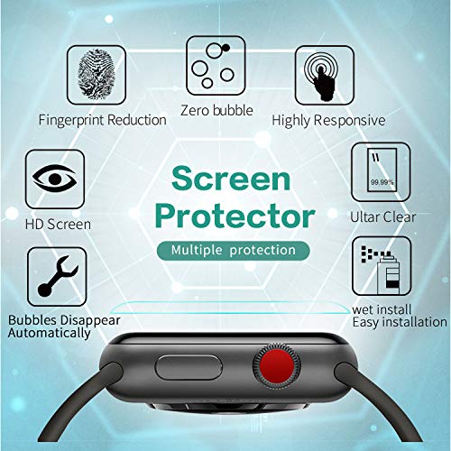 Anoke Protector Pantalla Apple Watch 42mm / 44mm [8 Piezas], Piel líquida HD Film Transparente para iWatch (Series 5/4 Series 3/2/1) Liquid Skin [Sin Burbujas] [garantía de reemplazo de por Vida]