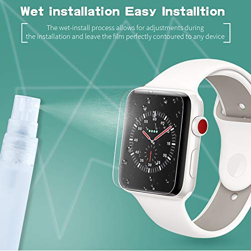 Anoke Protector Pantalla Apple Watch 42mm / 44mm [8 Piezas], Piel líquida HD Film Transparente para iWatch (Series 5/4 Series 3/2/1) Liquid Skin [Sin Burbujas] [garantía de reemplazo de por Vida]