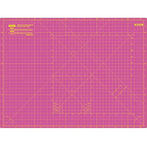 ANSIO A2 de doble cara Autocuración 5 capas de tapete de corte Imperial/Métrico - 22.5 pulgadas x 17 pulgadas (59 cm x 44 cm) - Super Rosa/Royal Purple
