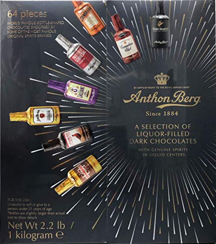Anthon Berg - Botellitas de Chocolate Rellenas de Licores Originales. 64 Botellas - 1 Kg.
