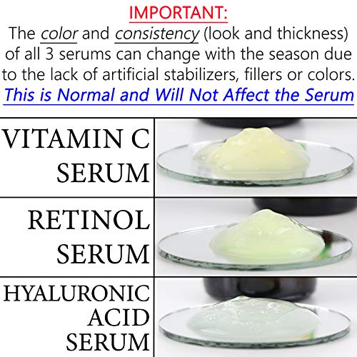 Anti Aging Suero 3-Pack para la cara - Vitamina C Serum, Serum Retinol, Ácido Hialurónico Suero - Serum completa Régimen (3 onza)