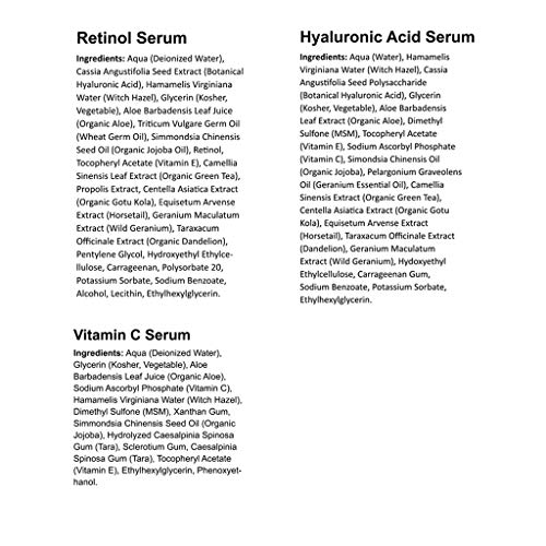Anti Aging Suero 3-Pack para la cara - Vitamina C Serum, Serum Retinol, Ácido Hialurónico Suero - Serum completa Régimen (3 onza)