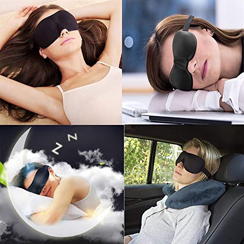 Antifaz para Ojos, Ajustable, Perfil 3D para Viajes, Siestas, Protectores, para Hombres, Mujeres, niños, Negro