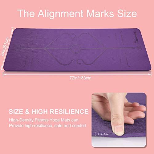 ANVASK Esterilla Yoga Esterilla Fitness Antideslizante Colchoneta Gimnasia, Esterilla Deporte con Materiales TPE ecológicos, Yoga Mat diseñado para Pilates y Fitness físico (Comba Adicional incluida)