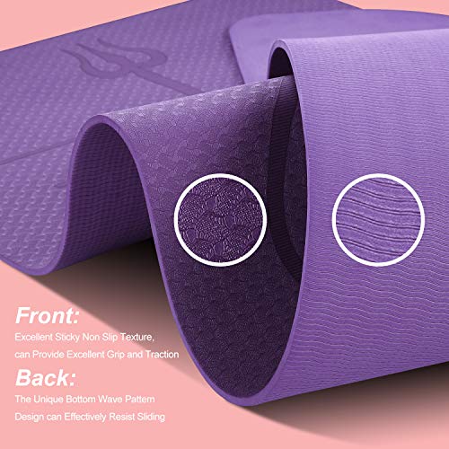 ANVASK Esterilla Yoga Esterilla Fitness Antideslizante Colchoneta Gimnasia, Esterilla Deporte con Materiales TPE ecológicos, Yoga Mat diseñado para Pilates y Fitness físico (Comba Adicional incluida)