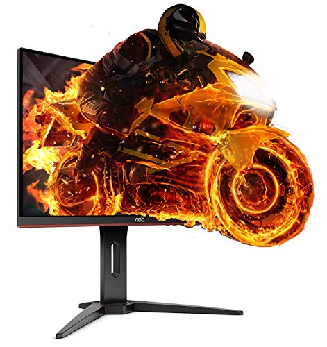 AOC C24G1 - Monitor gaming curvo sin marcos de 24” Full HD e-Sports (1920x1080, VA, 1 ms, 144 Hz, 1500R, AMD FreeSync, Ajustable en altura y FlickerFree) Color Negro/Rojo