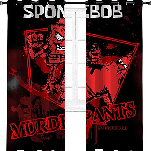 Aotuma - Cortina para ventana de habitación infantil con diseño de Bob Esponja para oscurecer la película de TV elegante, multicolor, 213,4 cm de ancho x 254 cm de largo