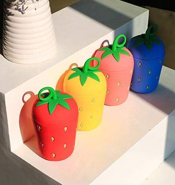 APIKA Linda Botella de Agua de Vidrio de Fresa Borosilicato de Pared Doble 300 ml Fácil de Llevar Adecuado para Regalos y Unisex para niño (Rojo)