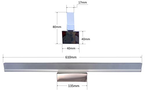 Aplique Led Cromado para Baños 60cm 16w. Color Blanco Frio (6500K). 1600 Lumenes. Aplique para Espejo.