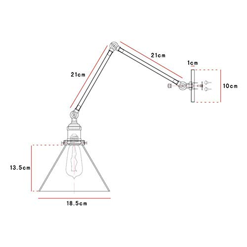 Apliques Pas un Interrupteur Ou de Ajustable Qui Monte Industrial Reagute Centro Comercial Alto Vers Il N Aplique Pared (Size : Noir)
