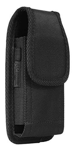 AQ Mobile Funda Cinturón Vertical para Móviles y Smartphones, Talla XL (para 6,5" Smartphone) Textil, Pinza de cinturón, Lazo para cinturón
