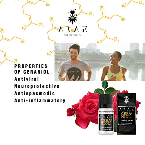 ARAE - Terpeno Puro Geraniol - 100% puro orgánico de grado alimenticio, fabricado en España, calidad GMP, 10ml