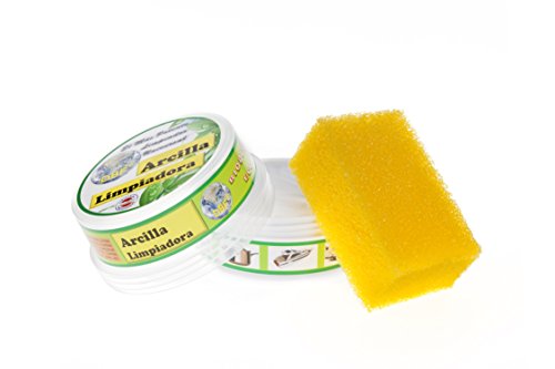 ARCILLA LIMPIADORA PIEDRA BLANCA (4 BOTES + 4 ESPONJAS)