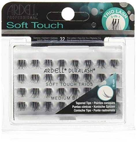 Ardell Soft Touch Trios Individuals - Pestañas de ojos, tamaño mediano, color negro (66464)