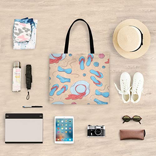 Arena De Playa Vida De Verano Bolsa de Mano de Compra Reutilizable Portátil Bolsa al Hombro ecológica para viajes Mujeres Niñas