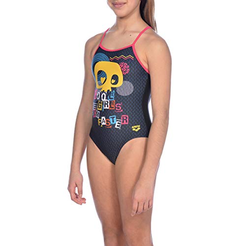 Arena G Jr Light Drop Back One Piece L Bañador Deportivo Niña Cool, Niñas, Black-Freak Rose, 12-13