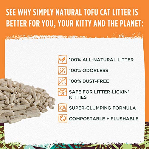 Arena para Gatos de Tofu Simply Natural –Arena para Gatos 100% Natural 6 Litros Biodegradable Fórmula Libre de Polvo e Inodora