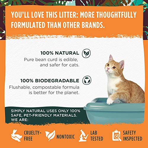 Arena para Gatos de Tofu Simply Natural –Arena para Gatos 100% Natural 6 Litros Biodegradable Fórmula Libre de Polvo e Inodora