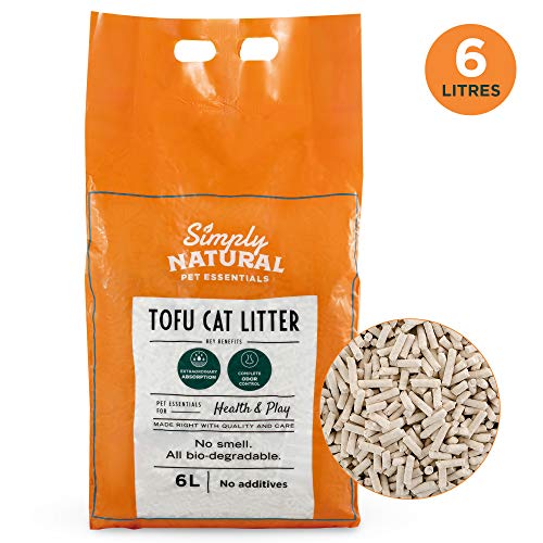 Arena para Gatos de Tofu Simply Natural –Arena para Gatos 100% Natural 6 Litros Biodegradable Fórmula Libre de Polvo e Inodora