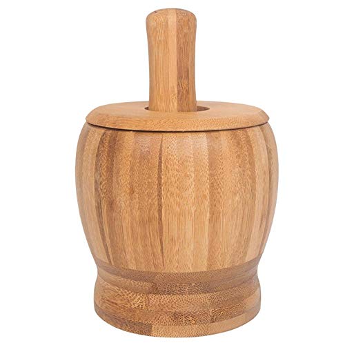 ARESAT Salt and Pepper Grinder Kit, Pestle Grinding Bowl Set, Bamboo Mortar and Pestle Base Bowl, Garlic Jar, Spice Pepper Grinder Tool, Environmentally Friendly, Suitable For Household Use