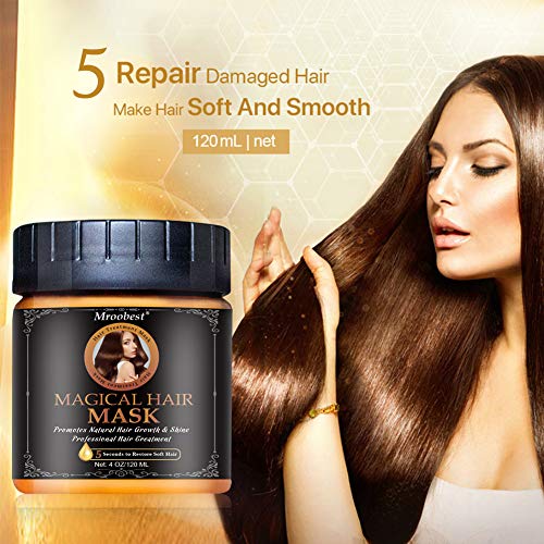 Argania Mascara Para Pelo, Hair Mask,Mascarilla Cabello, 5 segundos Reparaciones Dañar la raíz del cabello, acondicionador profundo adecuado para cabello seco y dañado-60ml