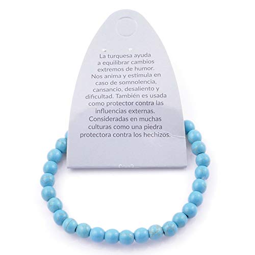 ARITZI – Pulsera elástica con Bolitas de Piedras sintéticas con un diámetro de 6 mm - Turquesa