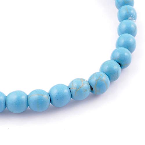 ARITZI – Pulsera elástica con Bolitas de Piedras sintéticas con un diámetro de 6 mm - Turquesa