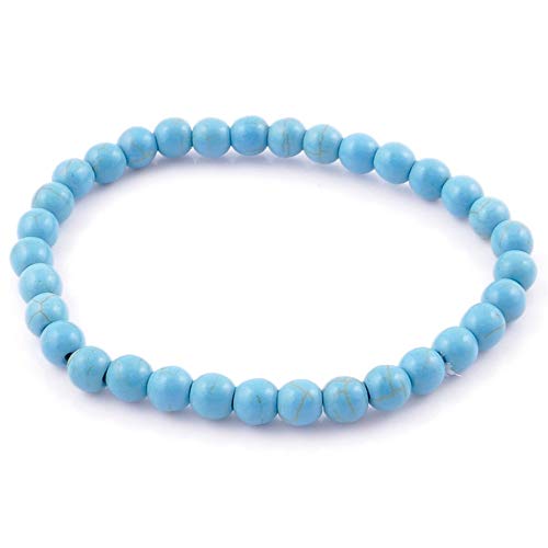 ARITZI – Pulsera elástica con Bolitas de Piedras sintéticas con un diámetro de 6 mm - Turquesa