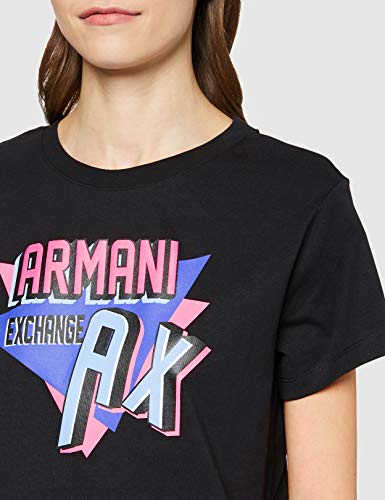 Armani Exchange 90's Theme Camiseta, Negro (Black 1200), X-Large para Mujer