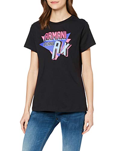 Armani Exchange 90's Theme Camiseta, Negro (Black 1200), X-Large para Mujer
