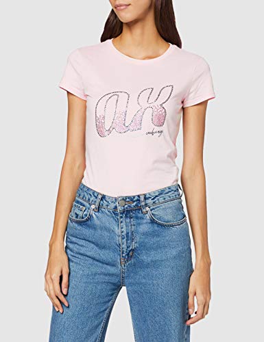 Armani Exchange Embellishment Logo Camiseta, (Cotton Candy 1468), X-Small para Mujer