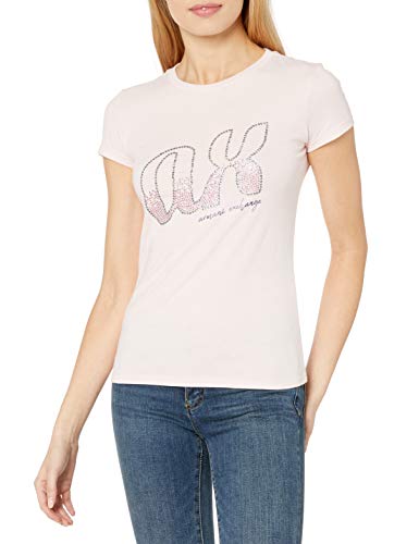 Armani Exchange Embellishment Logo Camiseta, (Cotton Candy 1468), X-Small para Mujer