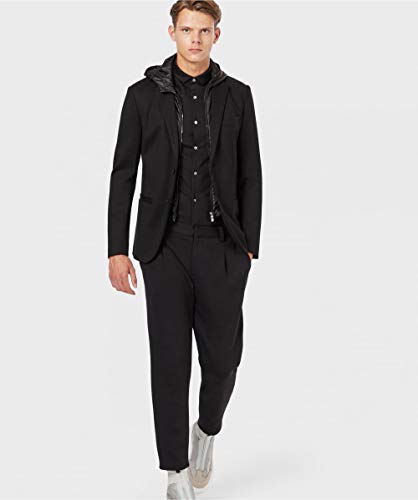 Armani Hombres Slim Fit Camisa De Manga Corta De Algodón De Jersey L Negro