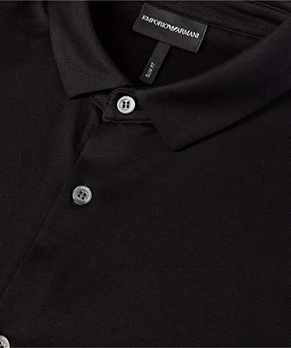Armani Hombres Slim Fit Camisa De Manga Corta De Algodón De Jersey L Negro