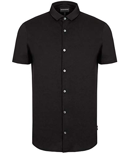 Armani Hombres Slim Fit Camisa De Manga Corta De Algodón De Jersey L Negro