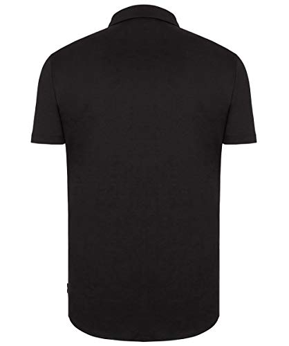 Armani Hombres Slim Fit Camisa De Manga Corta De Algodón De Jersey L Negro