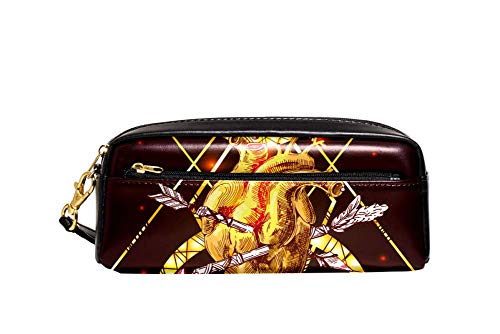 Arrow - Estuche de piel para lápices o bolígrafos, gran capacidad con piercing en forma de corazón, ideal para la escuela, universidad, bolsa de maquillaje